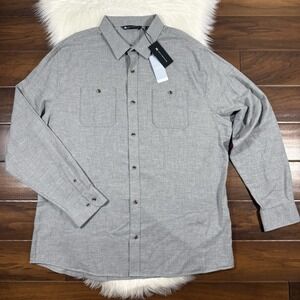 Travis Mathew Men's Size XXL Gray Cotton Cloud‎ Flannel Button Down Shirt